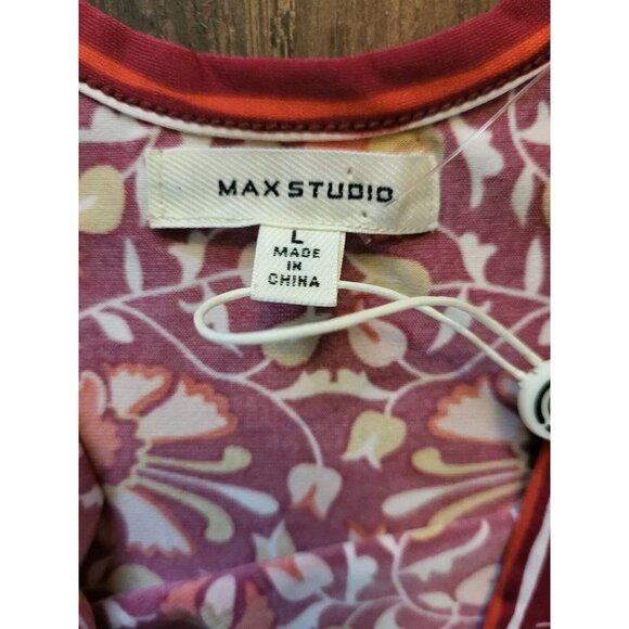 New Max Studio Burgundy Floral Tank Dress Sz L - Picture 6 of 8